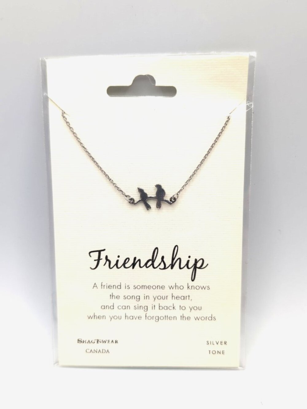 NEW Shagwear "Friendship" Necklace Silver Tone Birds on Branch Sealed Pkg Canada